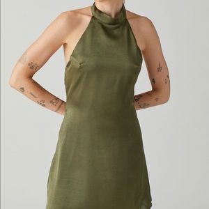 Satin halter mini dress!